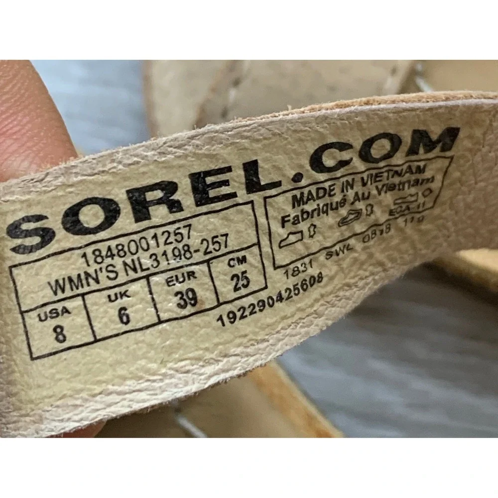 Sorel Ella Women's Sandals Metallic Gold Tan Leather Flat 8 Casual Shoes